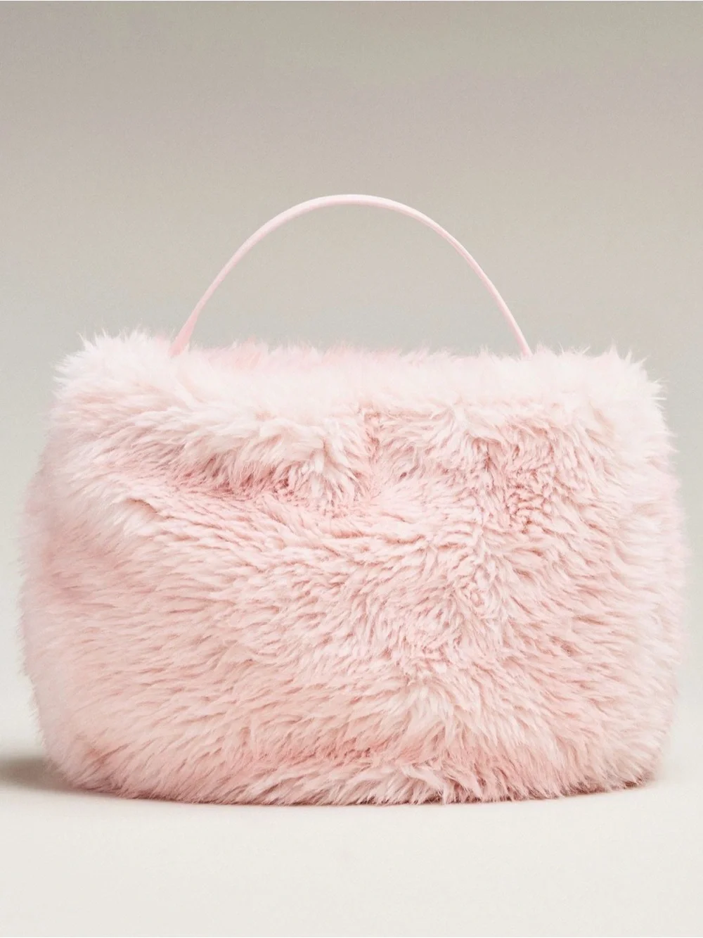 Anthropologie Faux Fur Slouchy Bucket Tote in Pink NWT